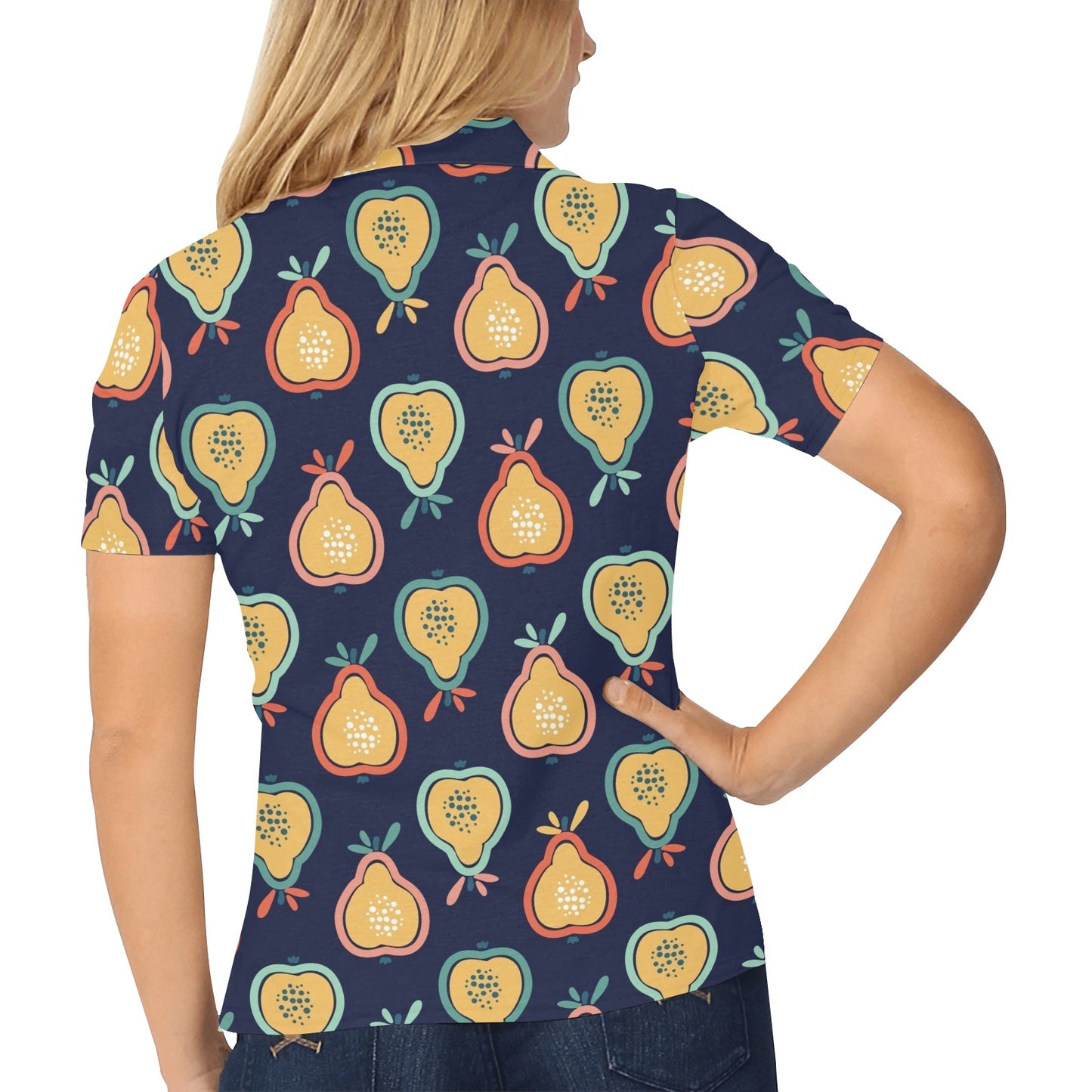 Pear Pattern Print Design PE03 Women's Polo Shirt