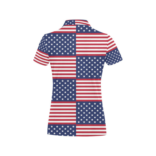 Patriotic US Flag Pattern Print Design A03 Women's Polo Shirt