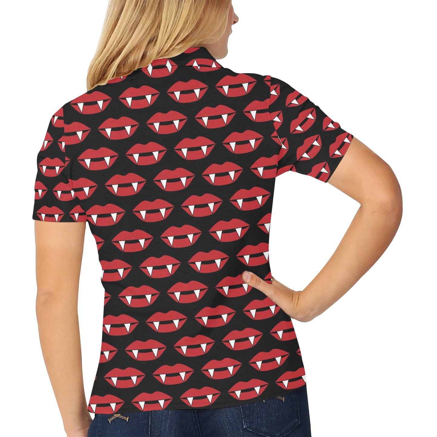Vampire Lips Print Design LKS302 Women's Polo Shirt