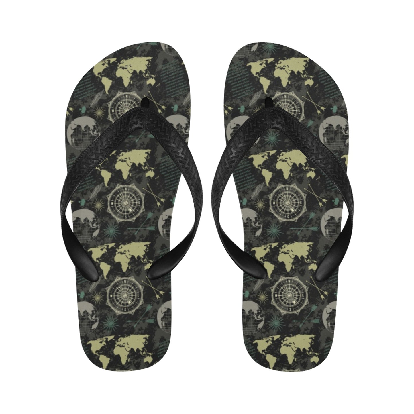 World Map Print Design LKS303 Flip Flops