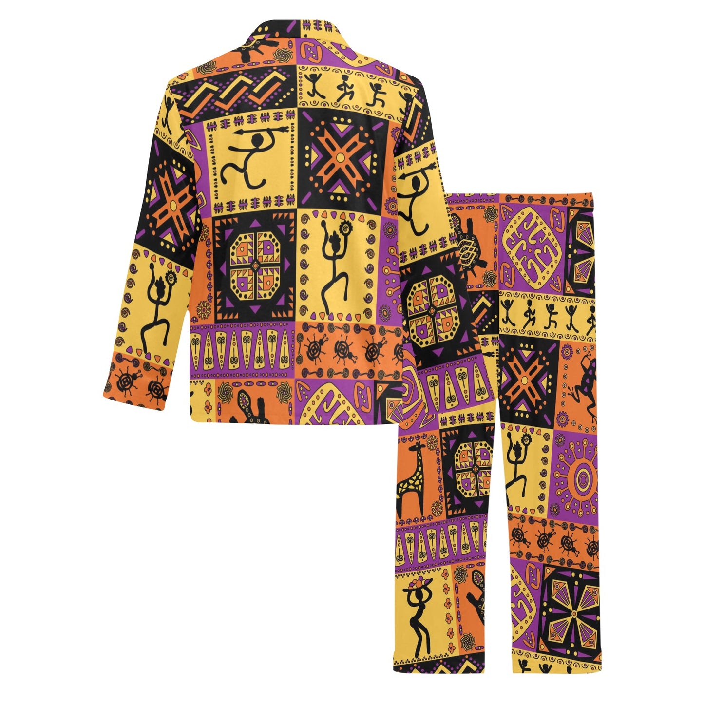 African Pattern Print Design 02 Men's Long Pajama Set