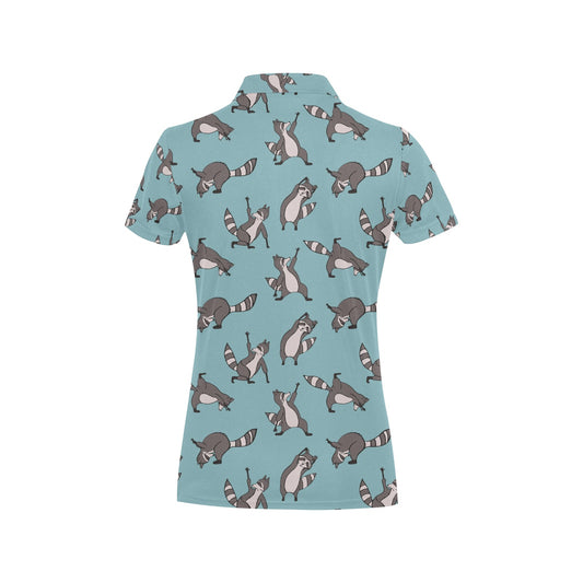Raccoon Pattern Print Design A07 Women's Polo Shirt