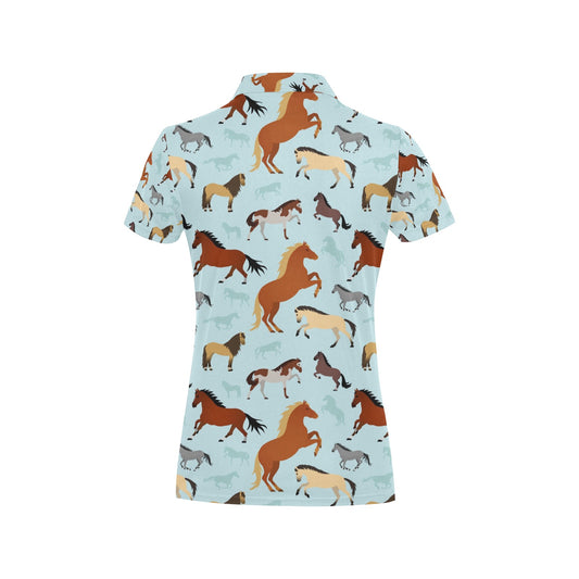 Horse Cute Themed Pattern Print Women's Polo Shirt
