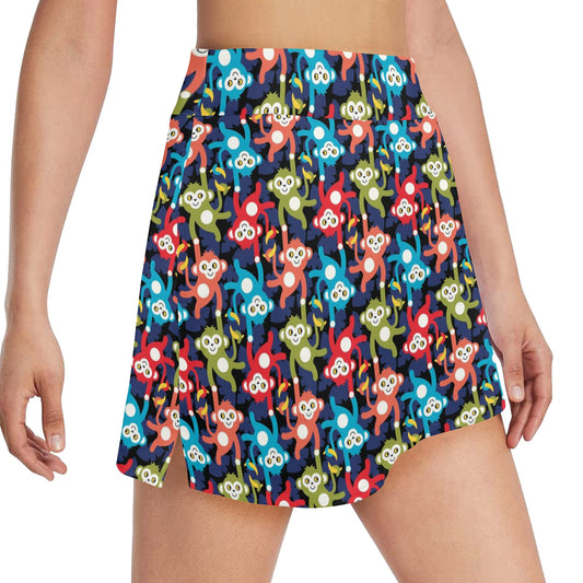 Monkey Colorful Design Themed Print 17" Golf & Pickleball Skort with Pockets
