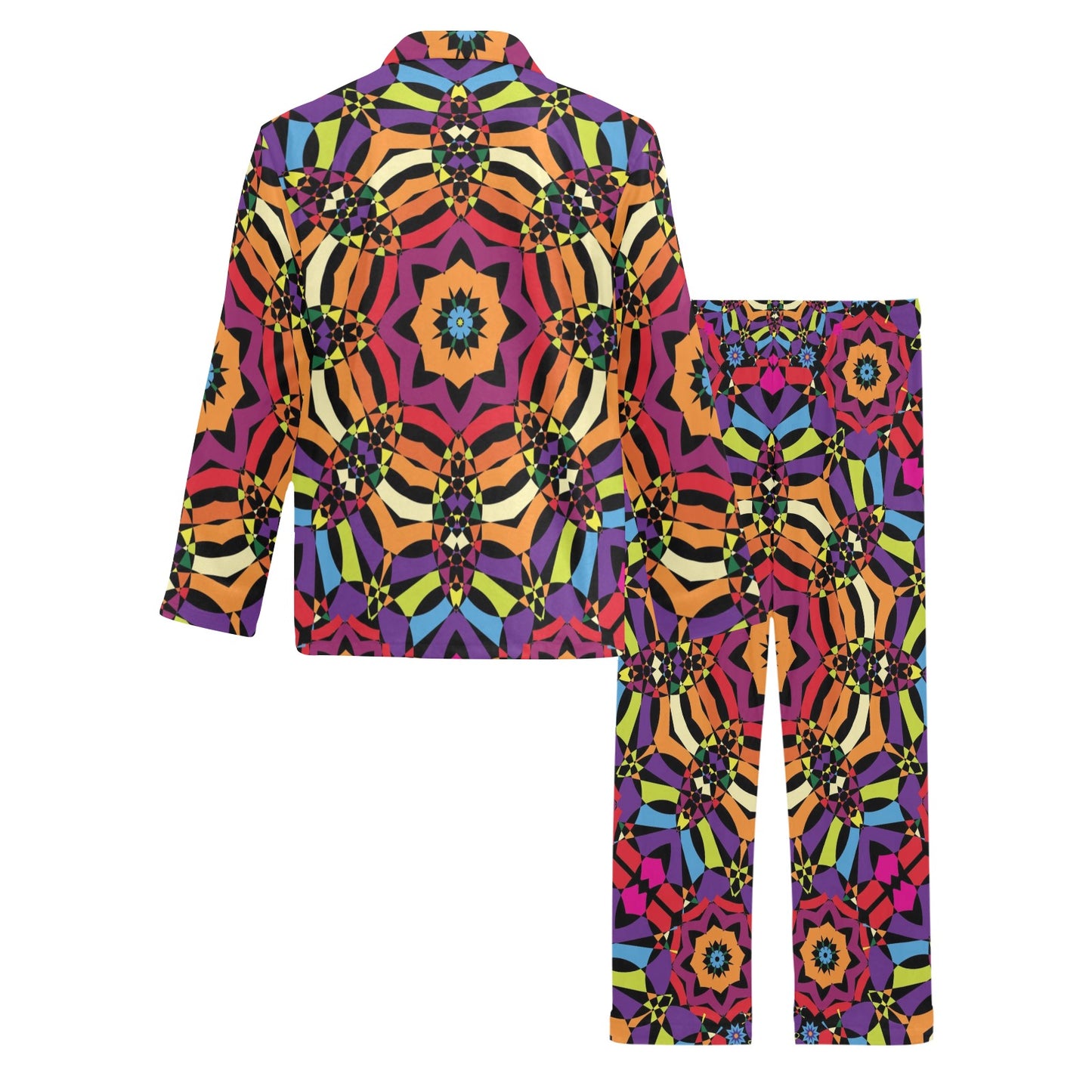 Kaleidoscope Pattern Print Design 01 Men's Long Pajama Set