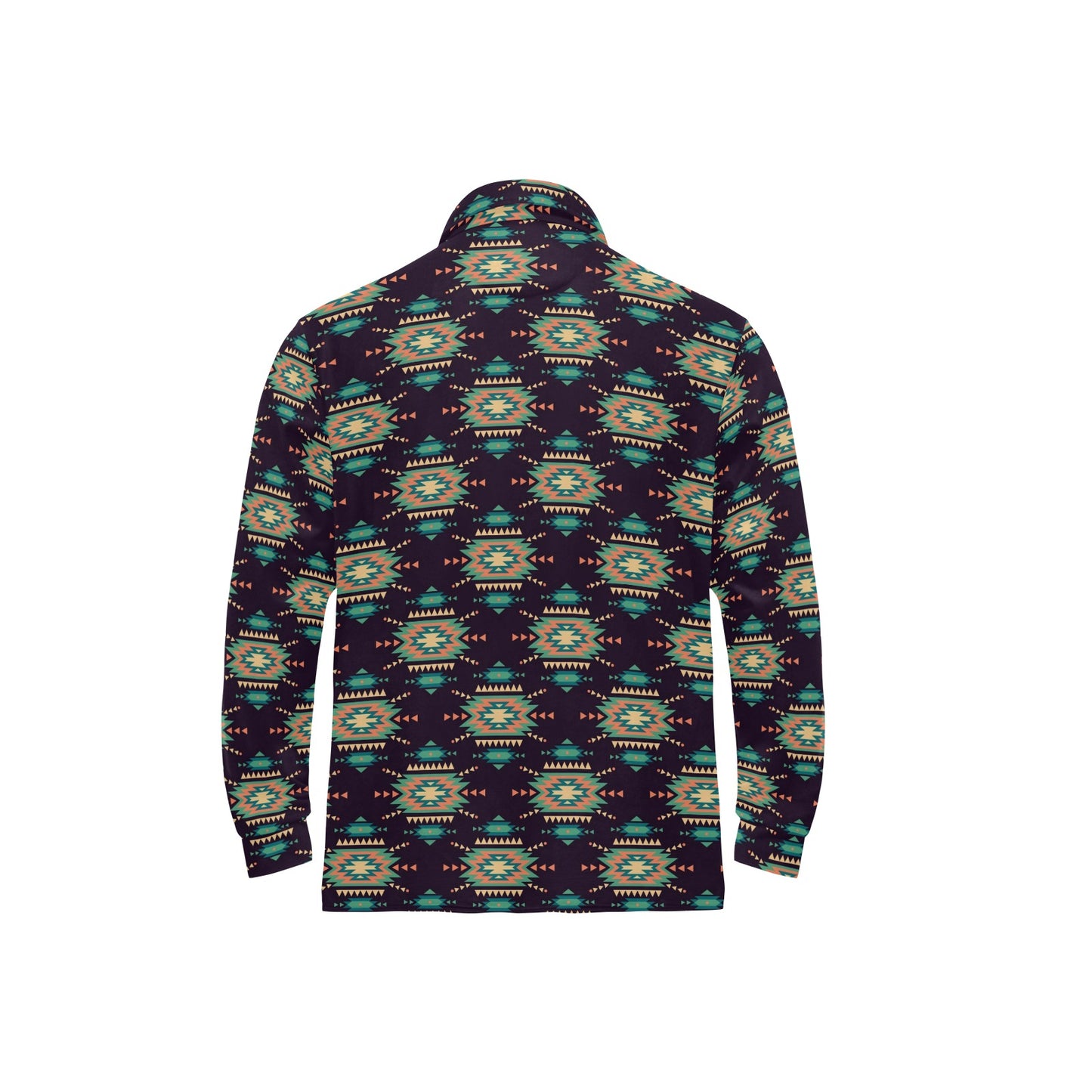Navajo Geometric Style Print Pattern Long Sleeve Polo Shirt For Men's