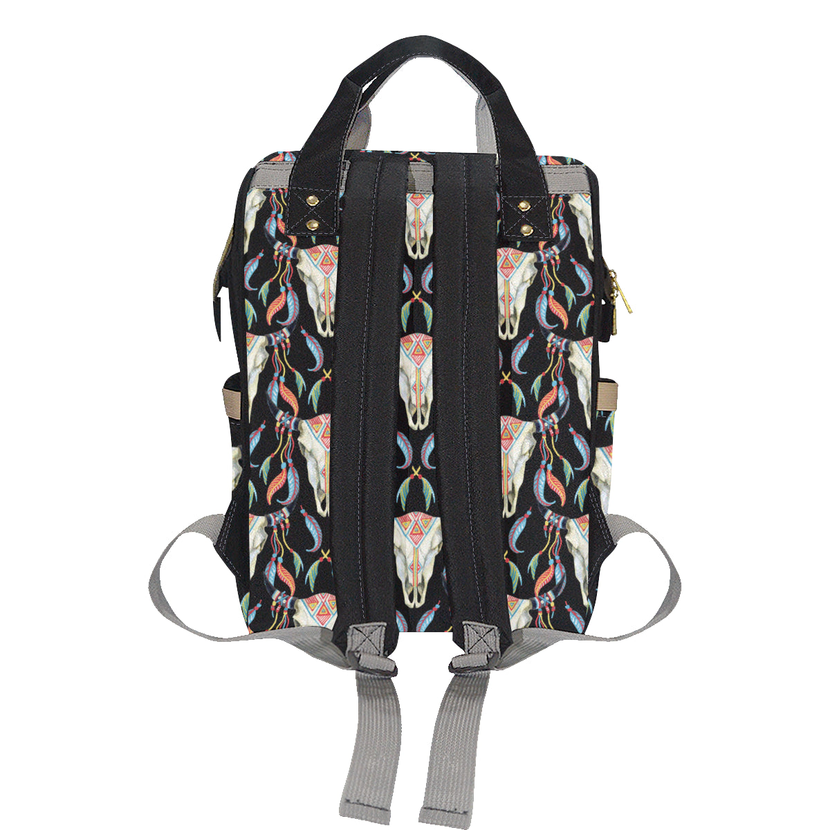 Buffalo Head Boho Style Pattern Print Design 01 Diaper Bag Backpack