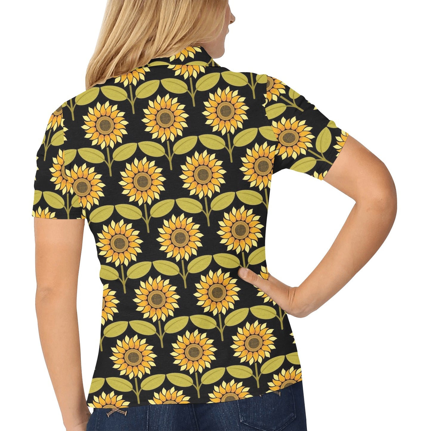 Sunflower Pattern Print Design SF015 Women's Polo Shirt