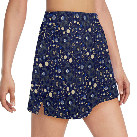 ZodiacThemed Design Print 17" Golf & Pickleball Skort with Pockets