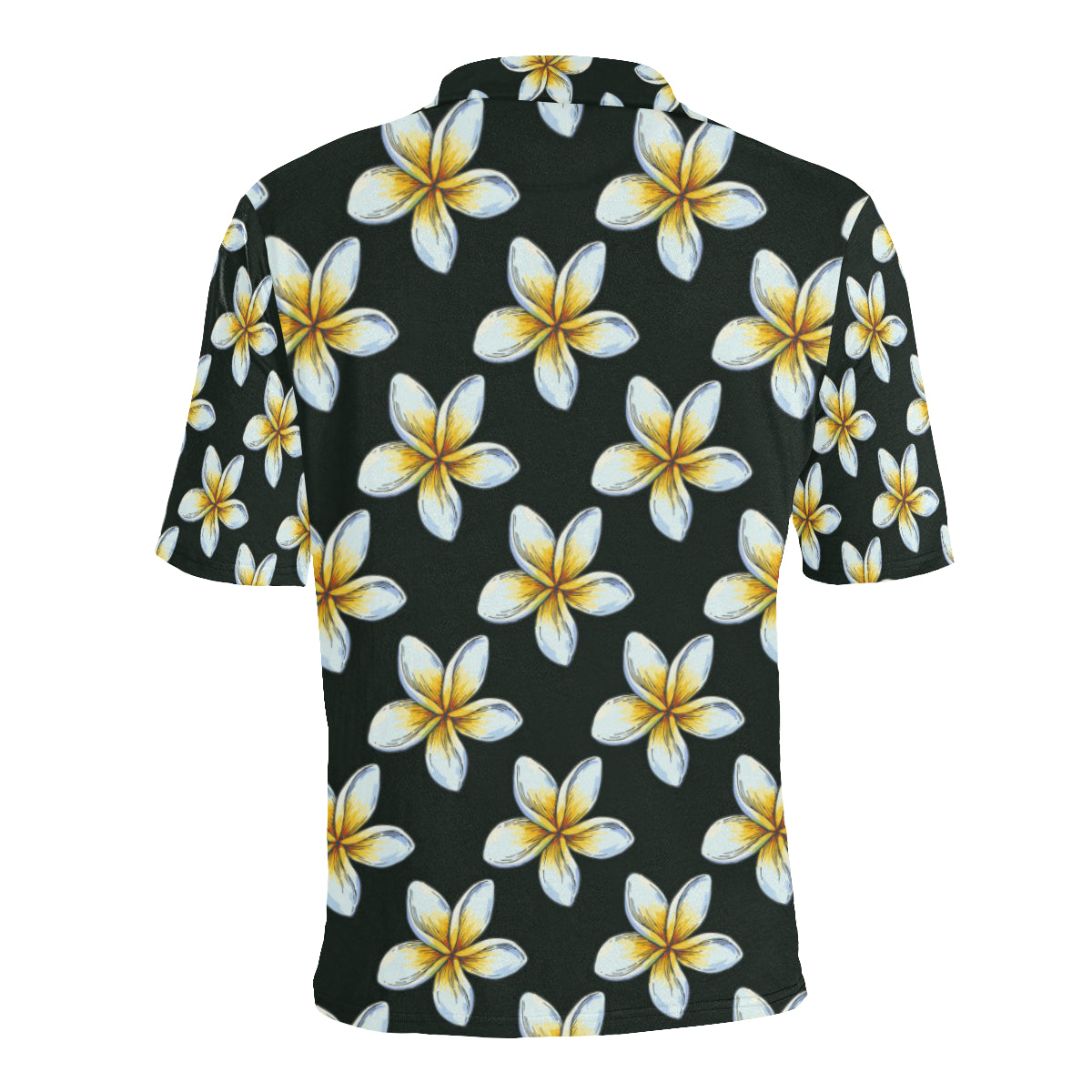 White Plumeria Pattern Print Design PM022 Men Polo Shirt