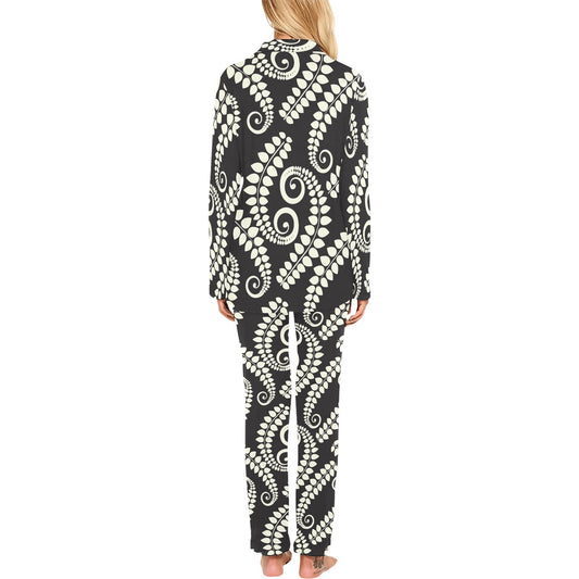 Fern Leave Print Pattern Women's Long Pajama Set