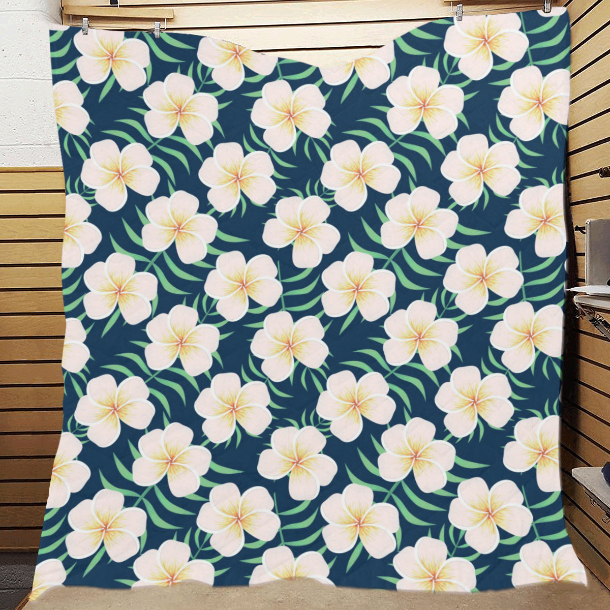 Pink Plumeria Pattern Print Design PM016 Premium Quilt