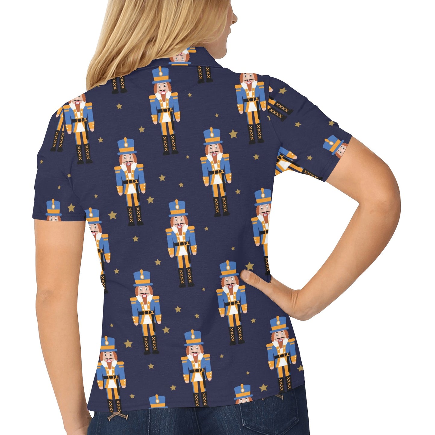Nutcracker Pattern Print Design A04 Women's Polo Shirt