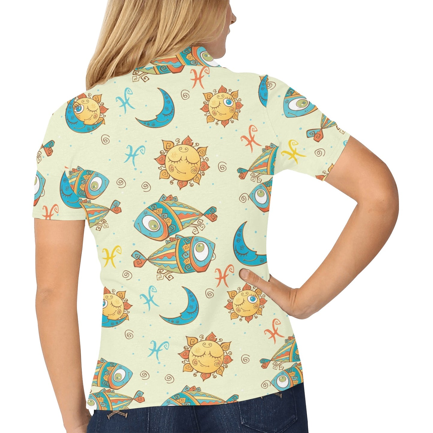 Pisces Pattern Print Design A03 Women's Polo Shirt