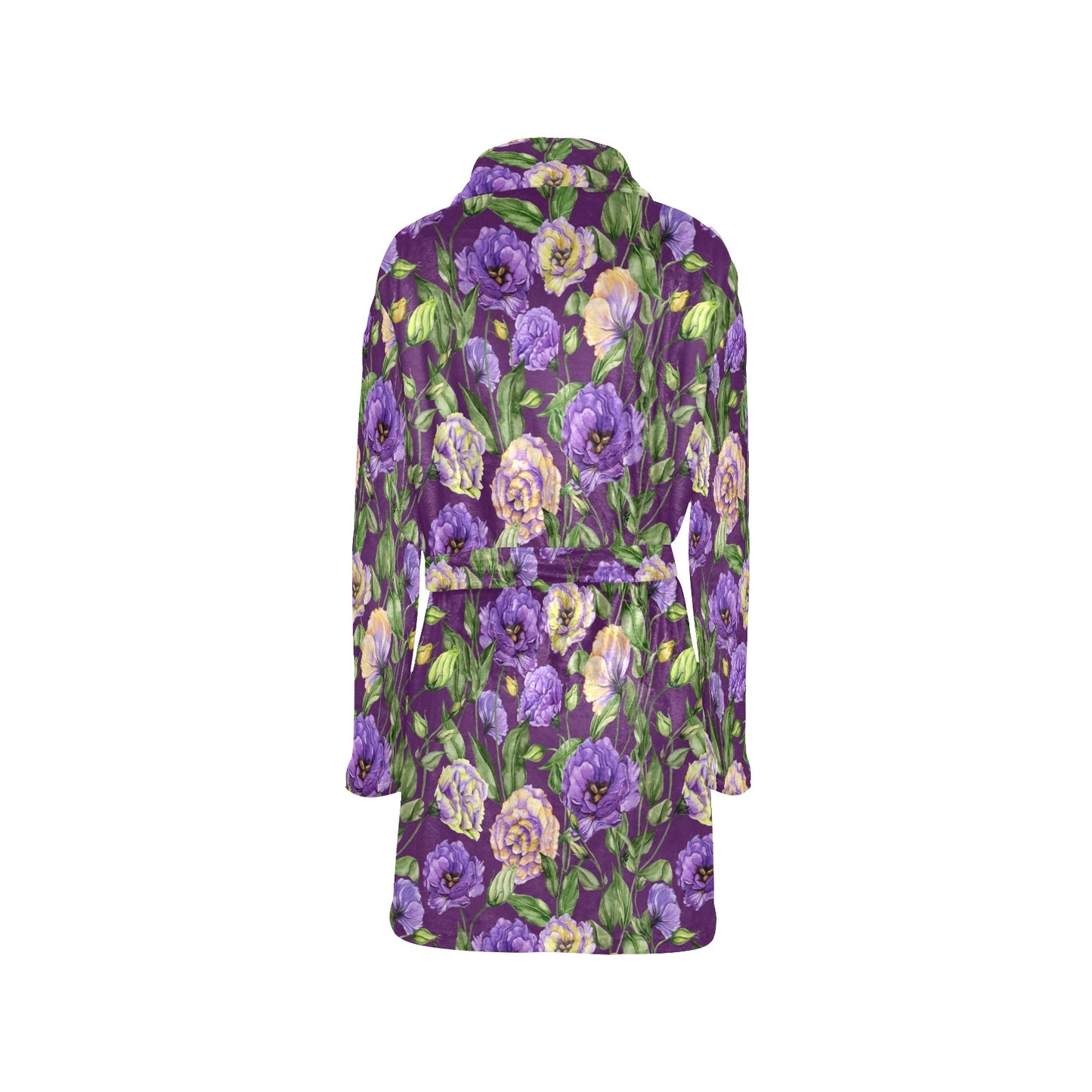 Lisianthus Pattern Print Design LT03 Women's Fleece Robe