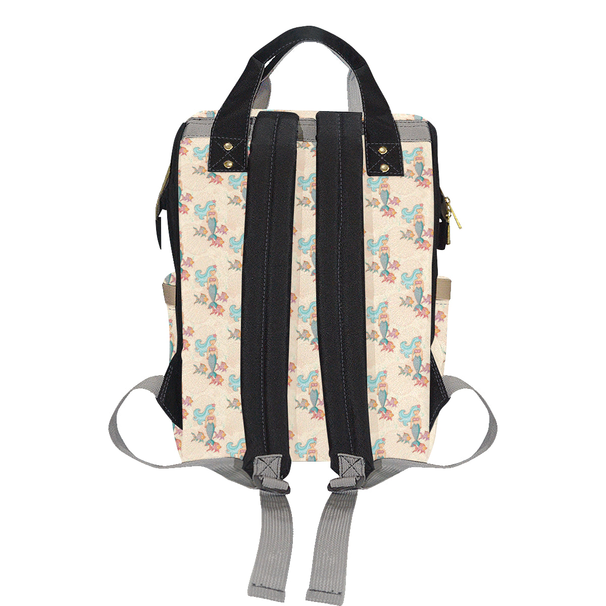 Mermaid Girl With Fish Design Print Diaper Bag Backpack