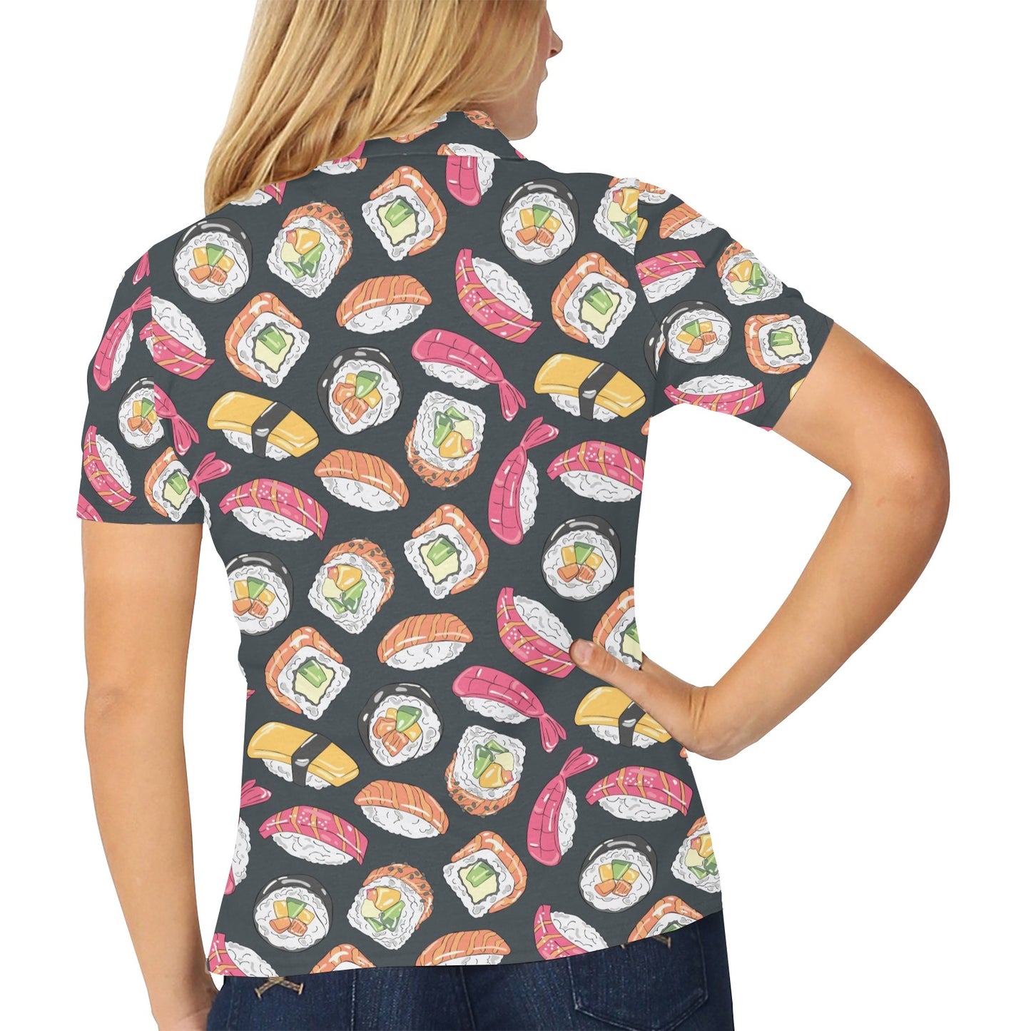 Sushi Print Design LKS306 Women's Polo Shirt