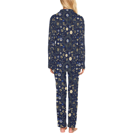 Zodiac Print Design LKS302 Women's Long Pajama Set