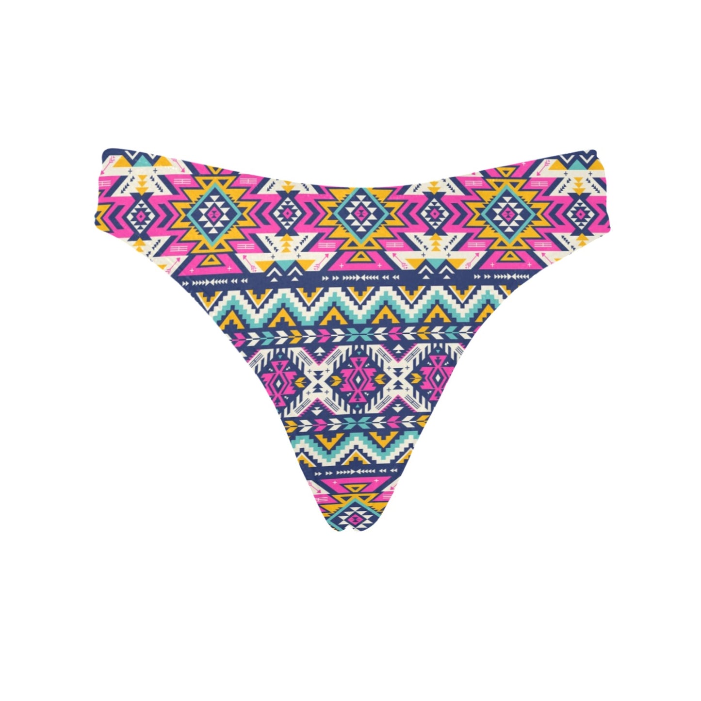 Aztec Pink Geometric Print Pattern Women's Thongs
