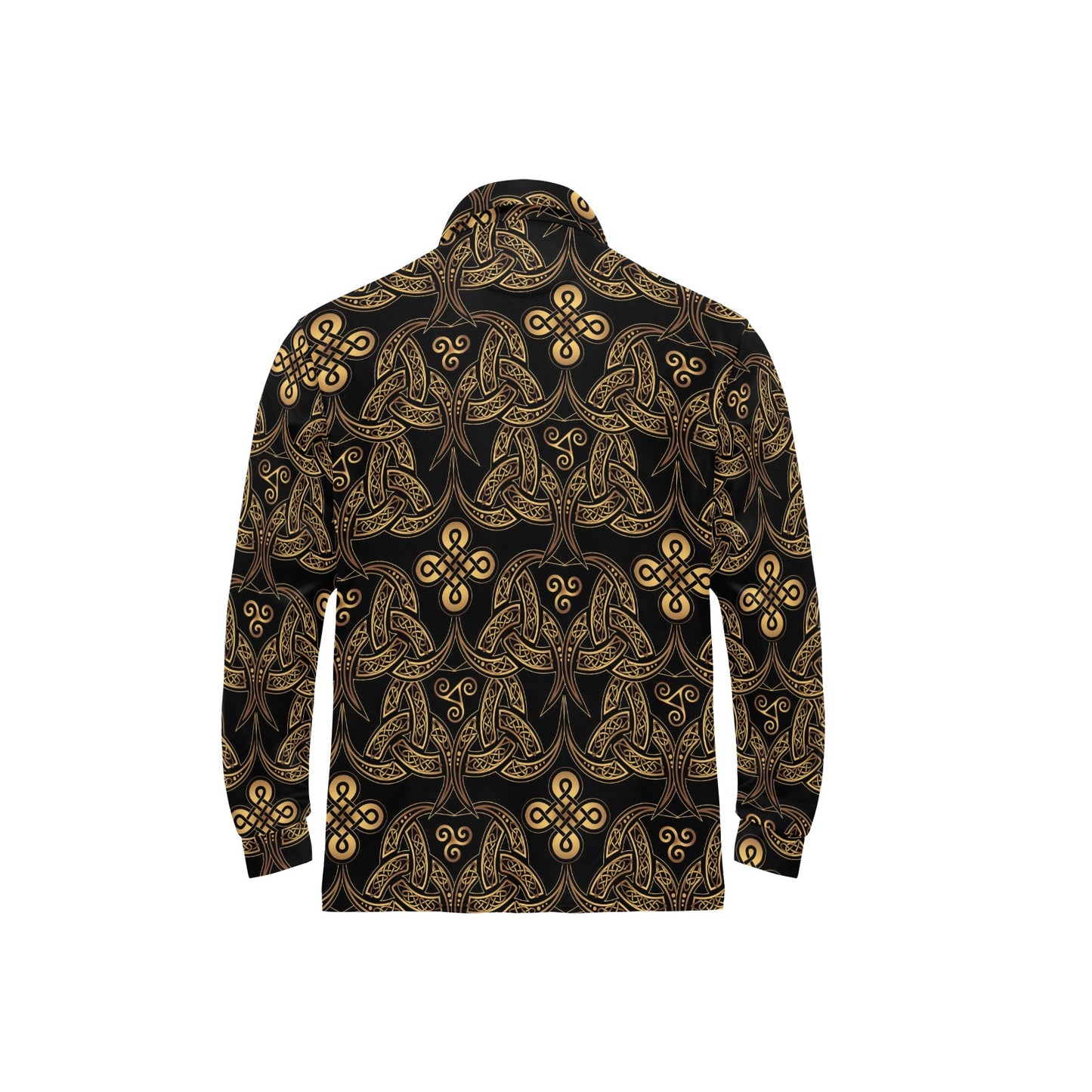 Celtic Knot Gold Design Long Sleeve Polo Shirt For Men's