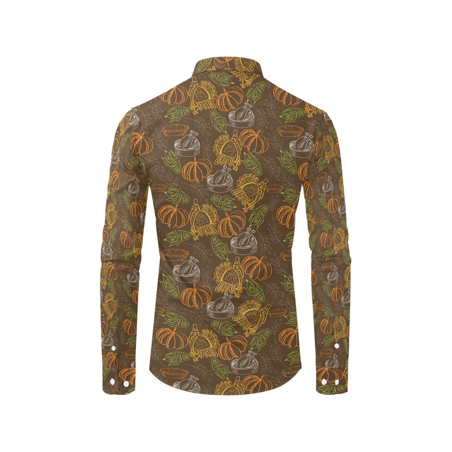 Thanksgiving Print Design LKS301 Men's Long Sleeve Dress Shirt