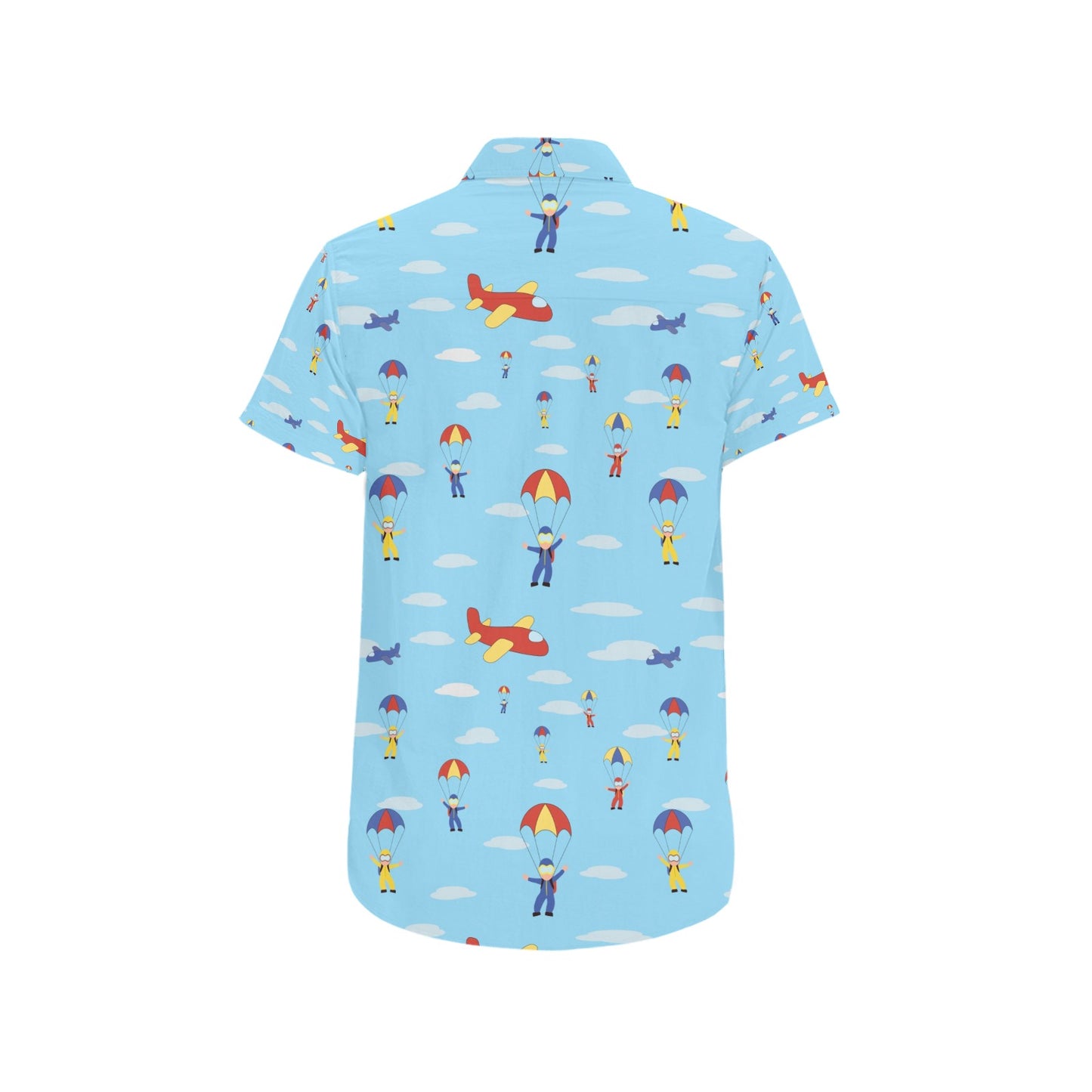 Skydiver Print Design LKS304 Men Short Sleeve Button Up Shirt