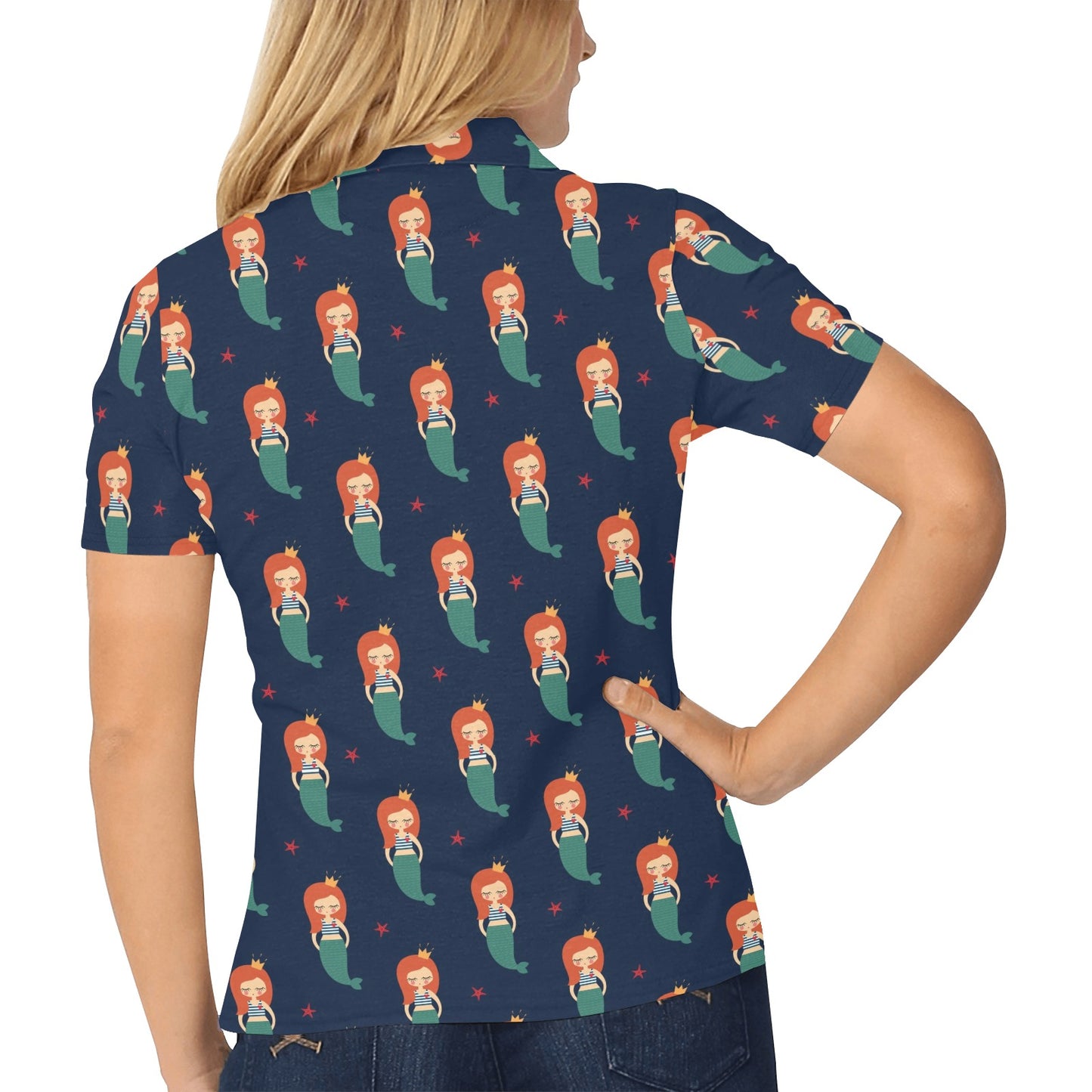 Mermaid Girl Pattern Print Design 01 Women's Polo Shirt