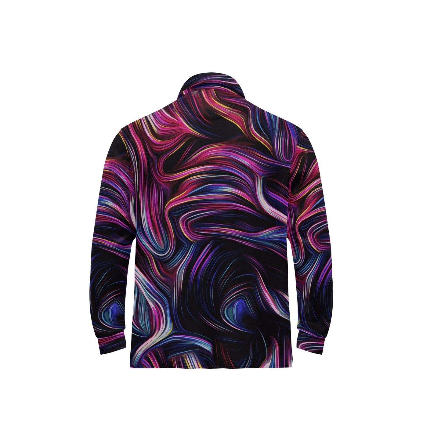 Liquid Pattern Print Design 01 Long Sleeve Polo Shirt For Men's