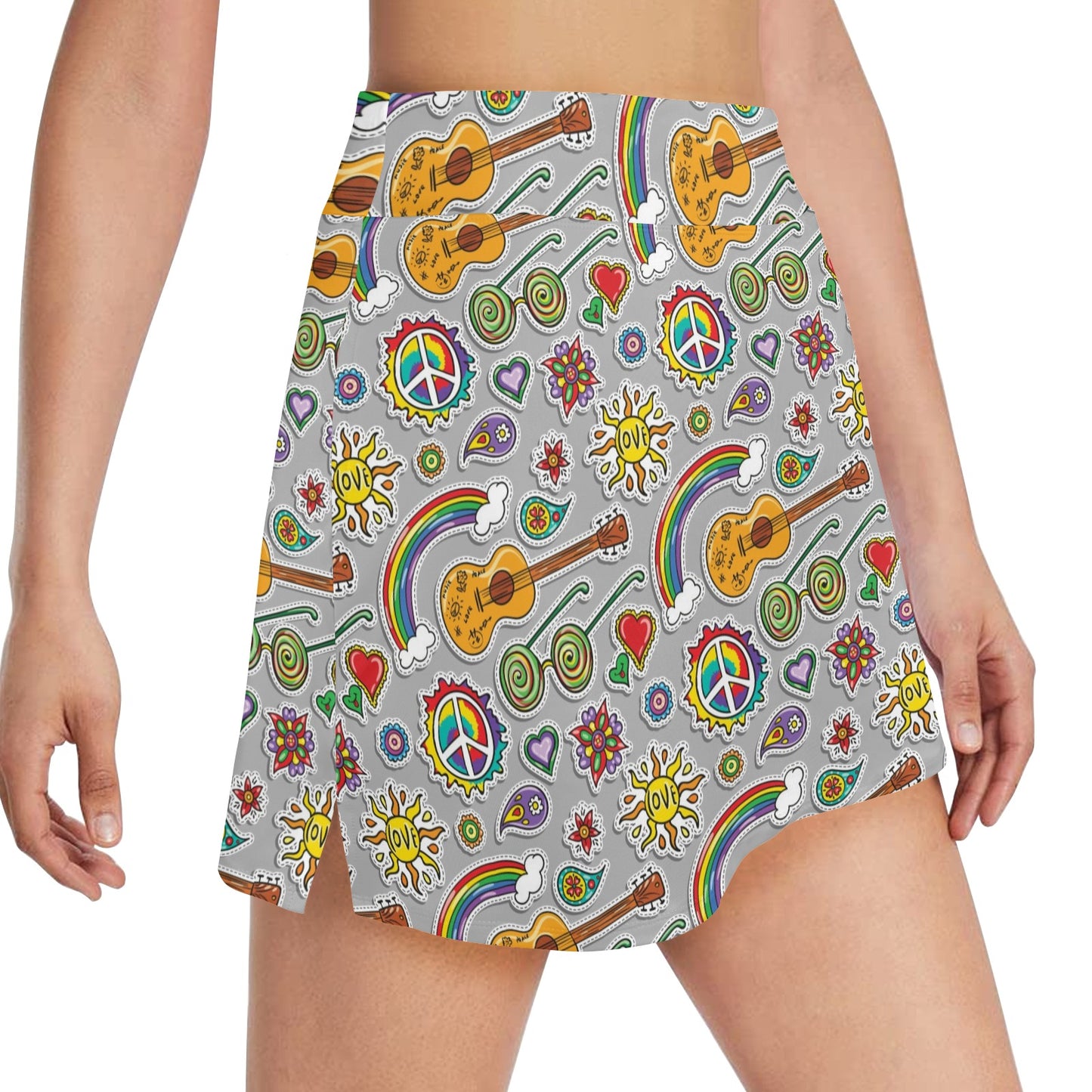 Hippie Print Design LKS306 Women's Golf Skirt with Pocket