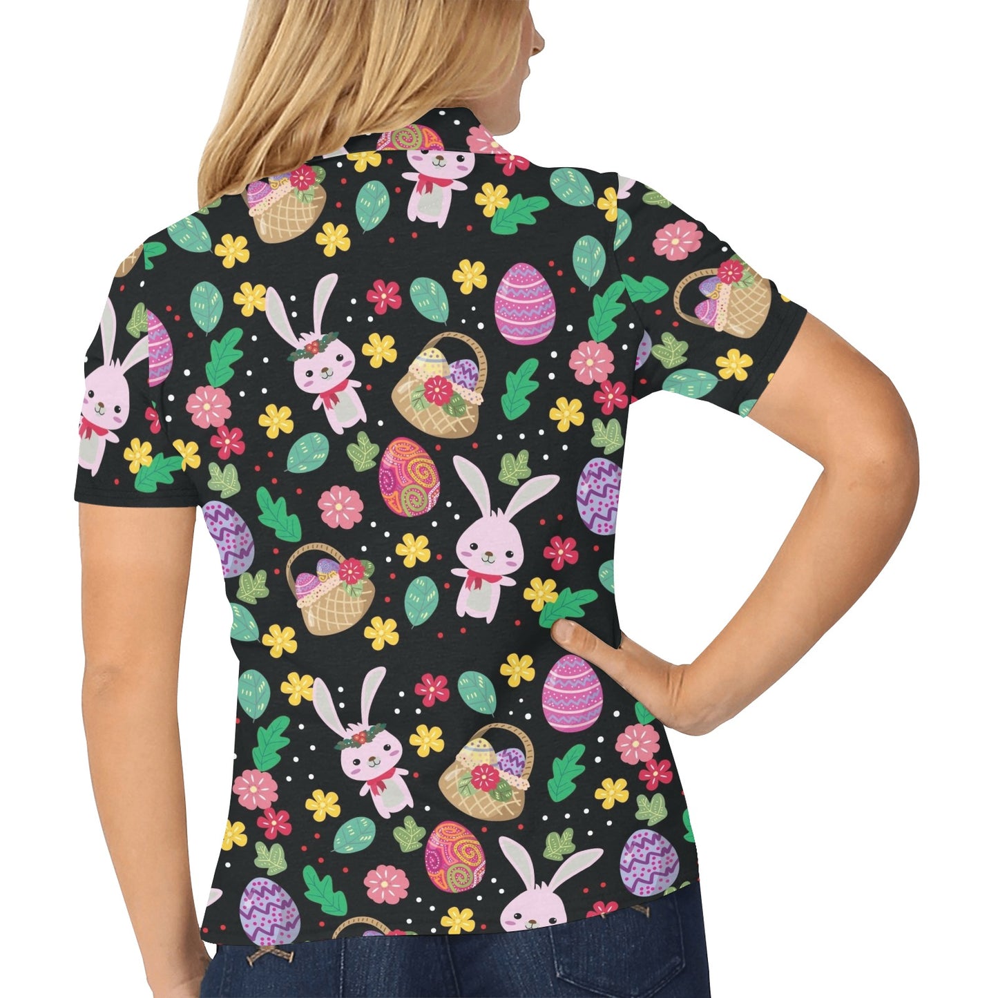 Easter Eggs Pattern Print Design RB05 Women's Polo Shirt
