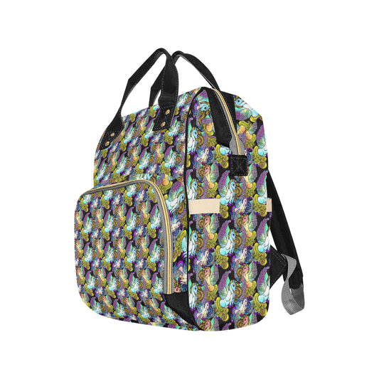 Unicorn With Wings Print Pattern Diaper Bag Backpack