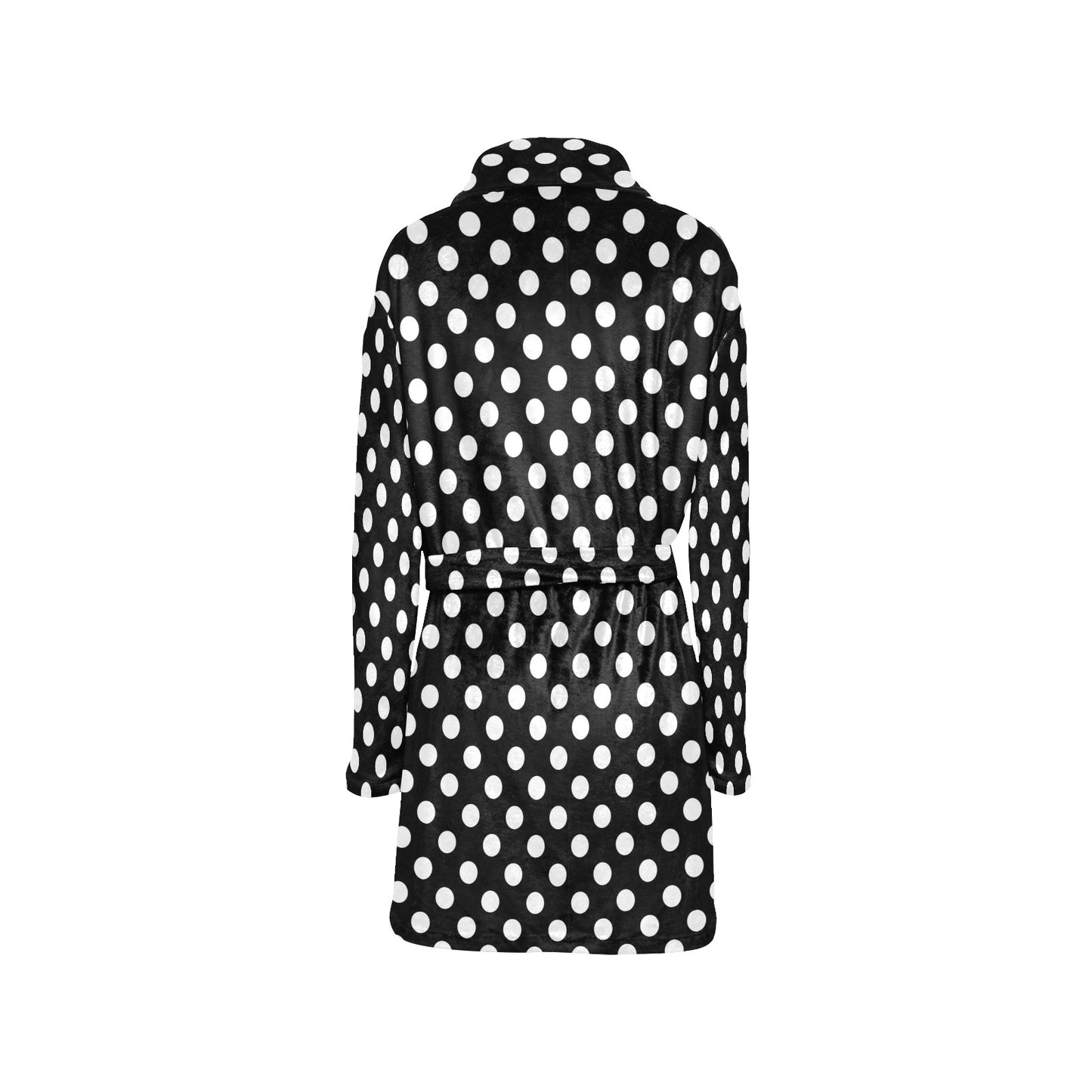Polka Dot Black White Pattern Print Design 03 Women's Fleece Robe