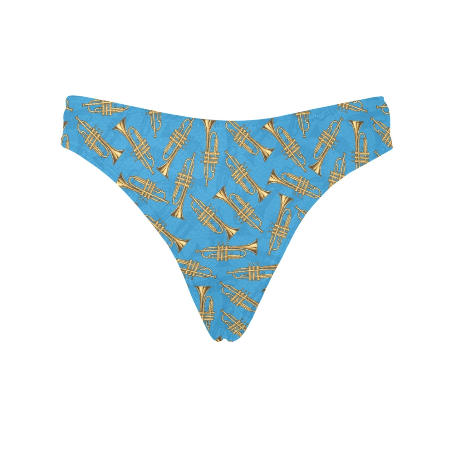 Trumpet Golden Pattern Themed Print Women's Thongs