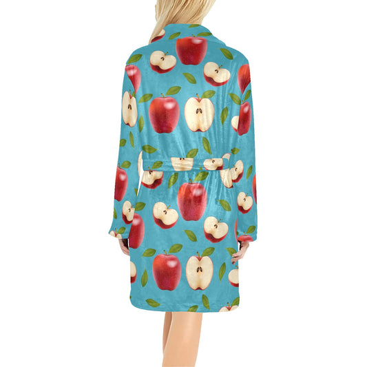 Apple Pattern Print Design AP012 Women's Fleece Robe