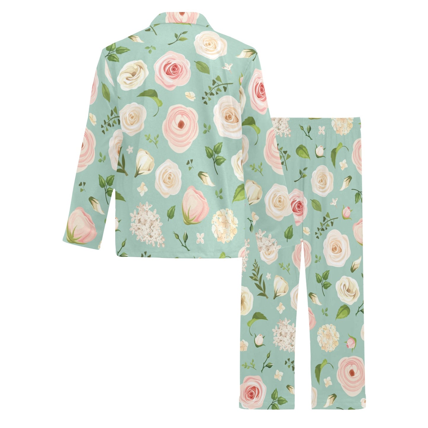 Lisianthus Pattern Print Design 01 Men's Long Pajama Set