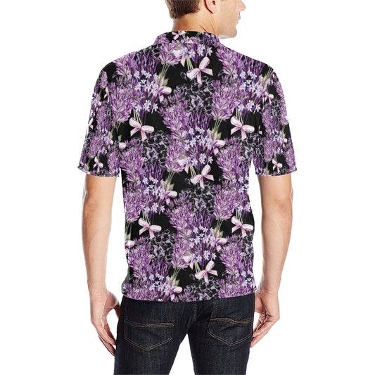 Lavender Pattern Print Design LV06 Men Polo Shirt