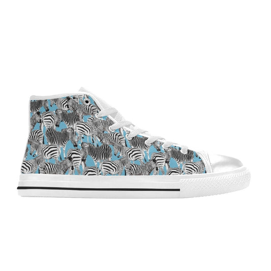Zebra Print Design LKS305 Men's High Top Canvas Shoes