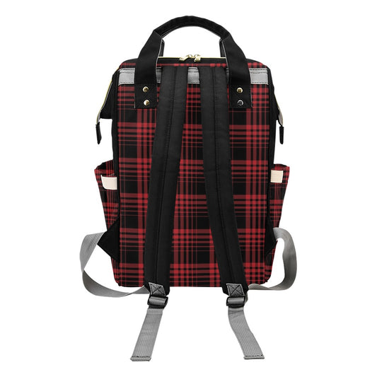Tartan Red Black Print Design LKS303 Diaper Bag Backpack