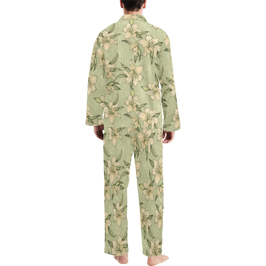 Lily Pattern Print Design LY06 Men's Long Pajama Set