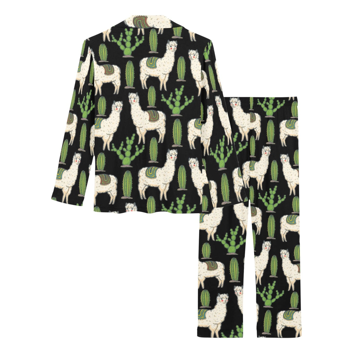 Llama Cactus Pattern Print Design 011 Women's Long Pajama Set