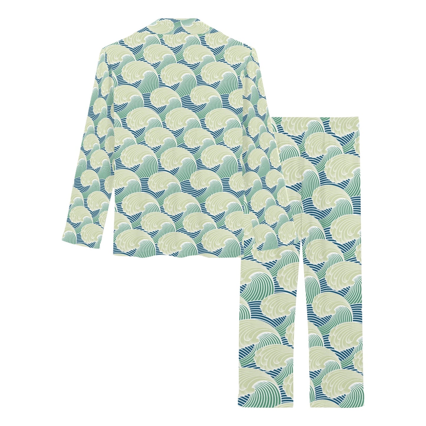 Wave Japan Style Print Design LKS302 Women's Long Pajama Set