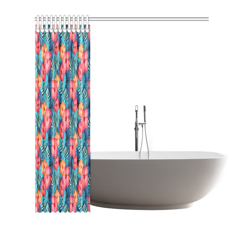Red Hibiscus Pattern Print Design HB02 Shower Curtain