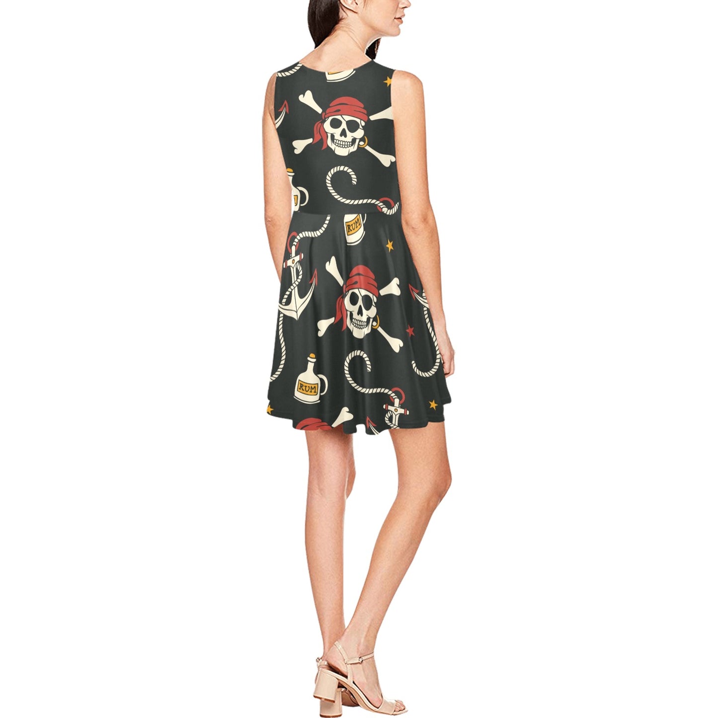 Pirate Pattern Print Design A02 Sleeveless Dress