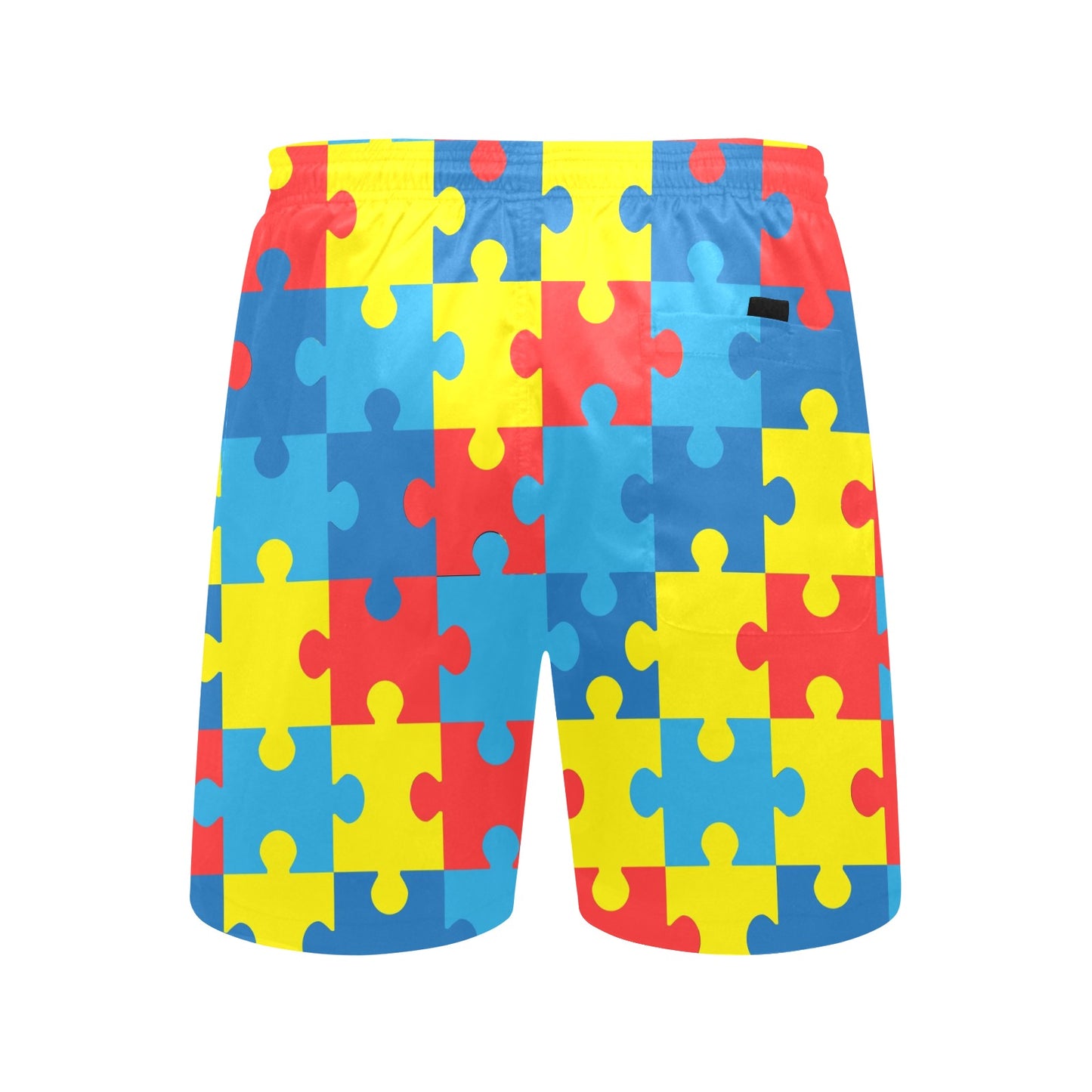 Autism Awareness Puzzles Design Print Men's Swim Trunks Beach Shorts