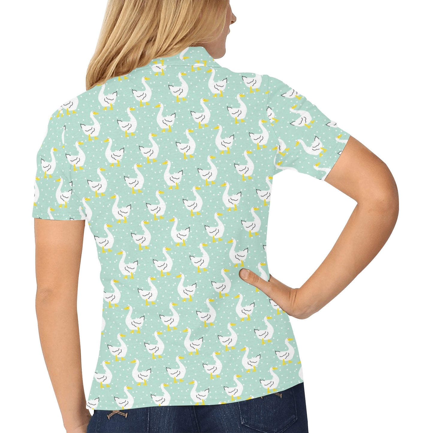 Goose Print Design LKS404 Women's Polo Shirt