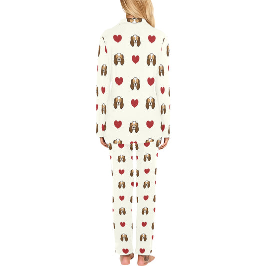 Cavalier King Charles Spaniels Pattern Print Design 01 Women's Long Pajama Set