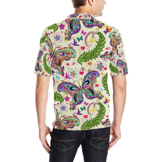 Butterfly Colorful Indian Style Men Polo Shirt