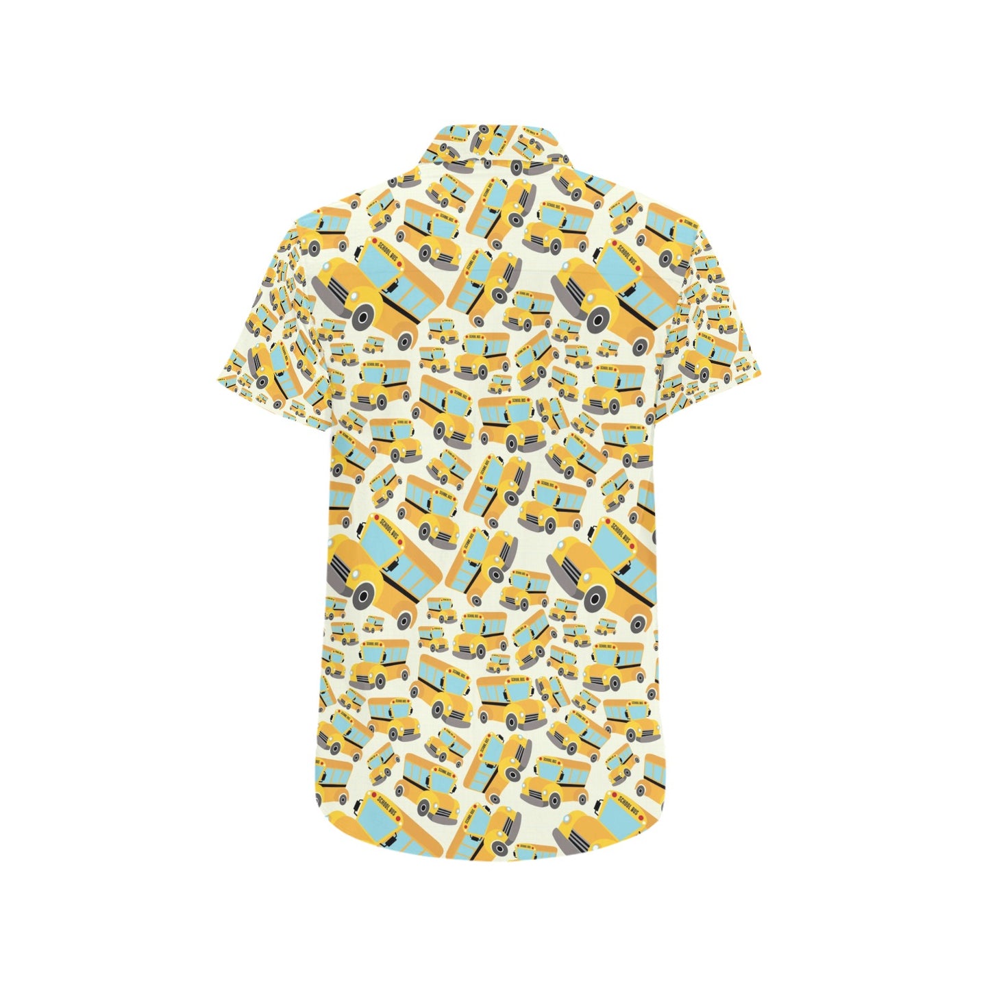 School Bus Print Design LKS301 Men Short Sleeve Button Up Shirt