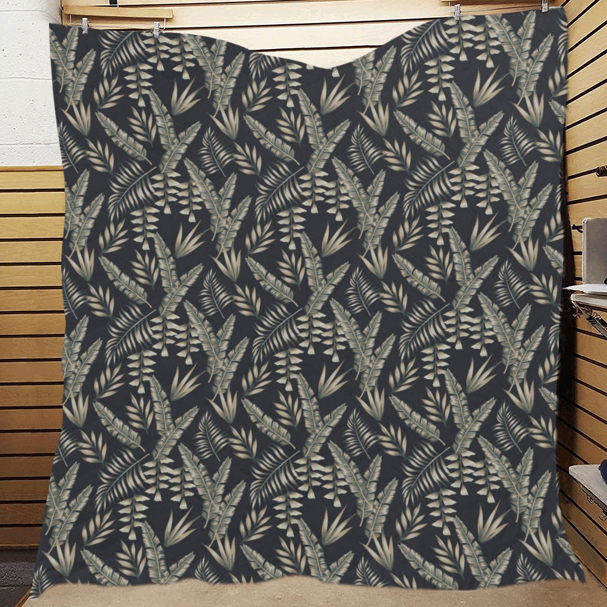 Banana Leaf Pattern Print Design 07 Premium Quilt