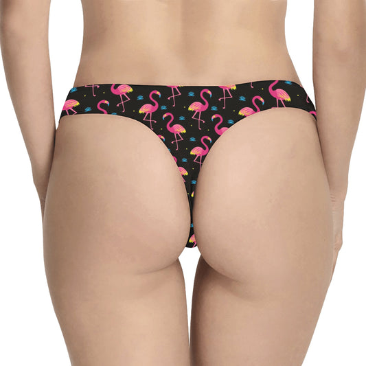 Flamingo Pink Neon Print Pattern Women's Thongs